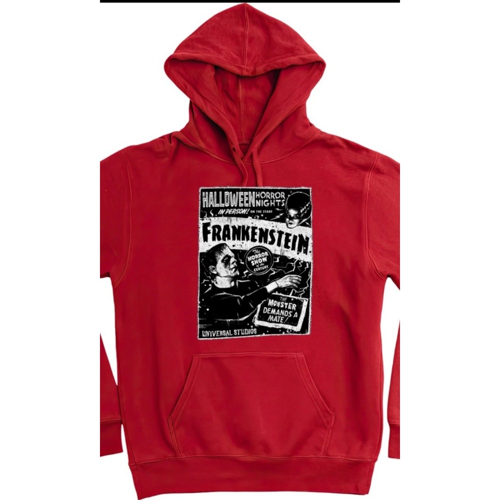 Universal Studios Monsters Hoodie Classic Frankenstein Unisex Adult Red Large